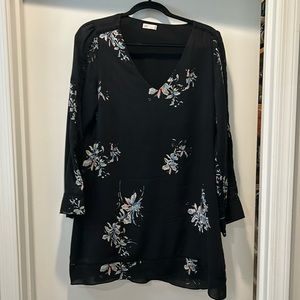 Black floral a-line dress